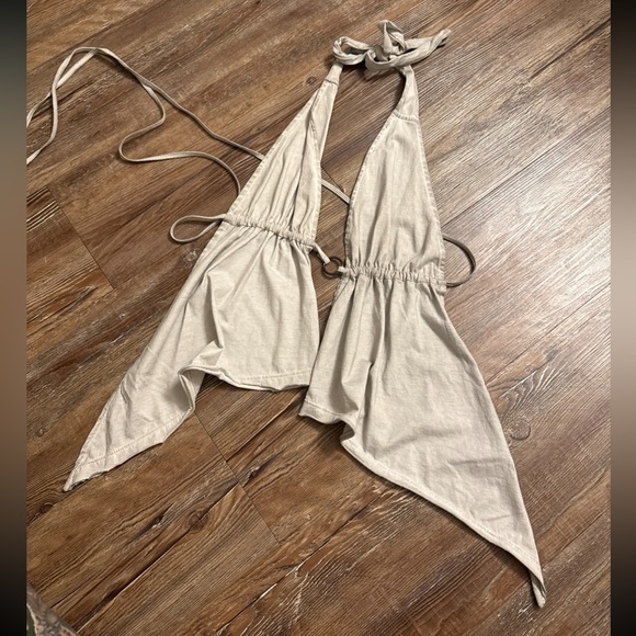 Darker Wavs amazing Stone white beige Halter tie flowy top - y2k style - Picture 1 of 3